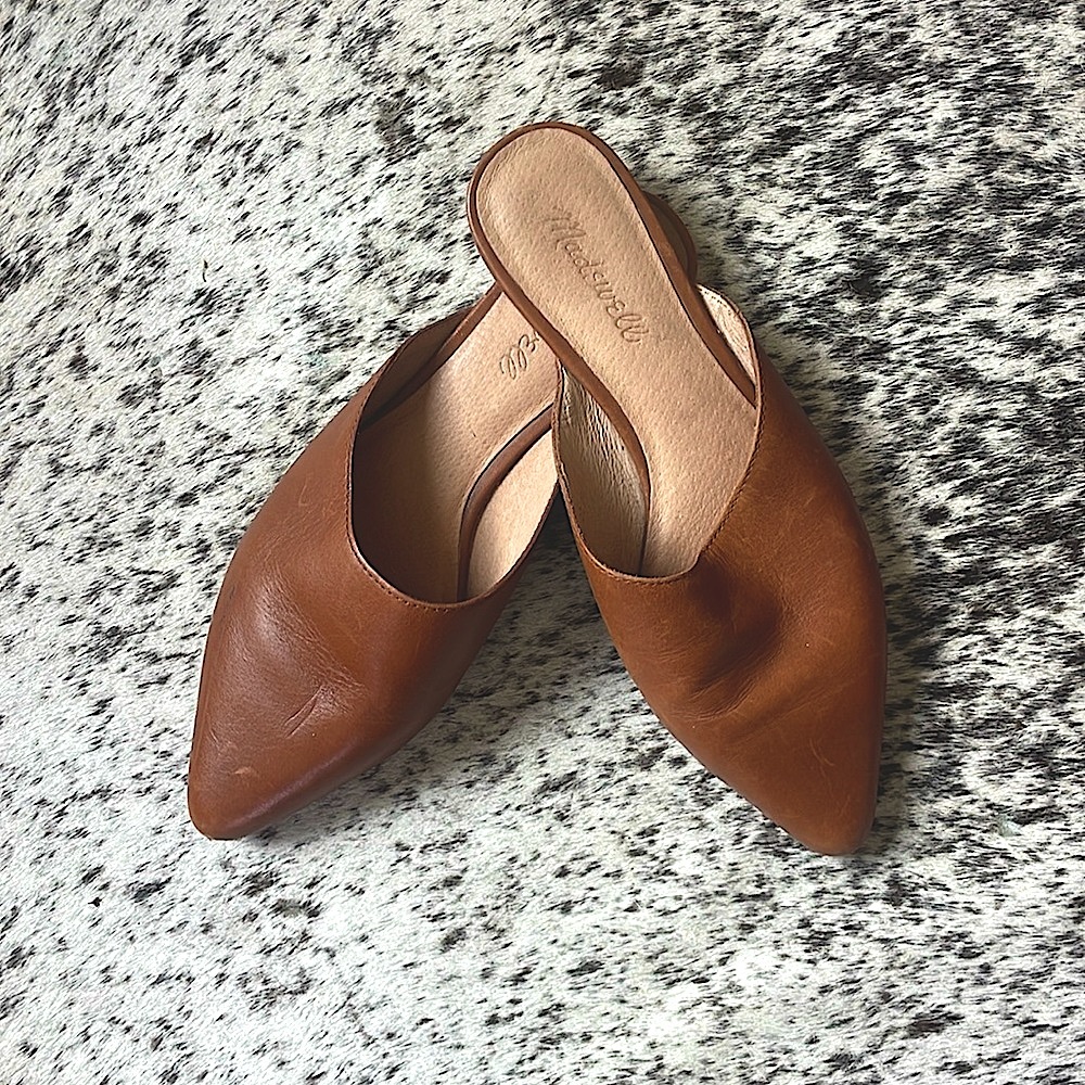Madewell chestnut leather slides size 7